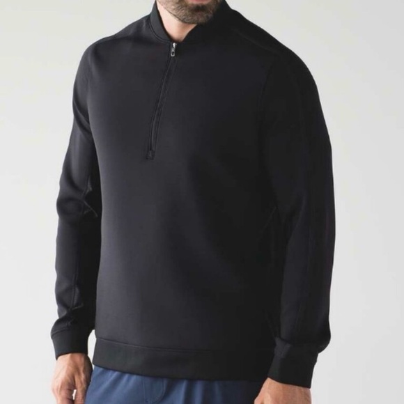 Lululemon Men's Tail Lite Half Zip Jacket Black Breathable Pullover Large